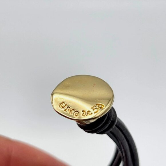 NWT Uno de 50 ATTACHED Gold Plated Gray Crystal Multi Leather Bracelet SZ Small - Picture 8 of 12